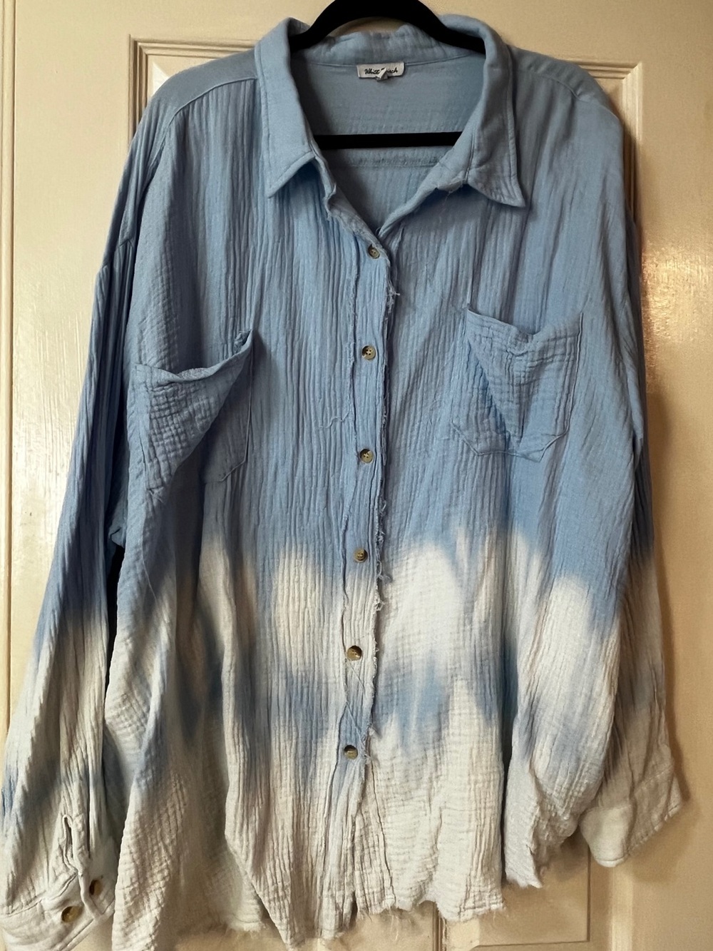 white birch Cotton Light Blue to White Ombre Button-Down Shirt